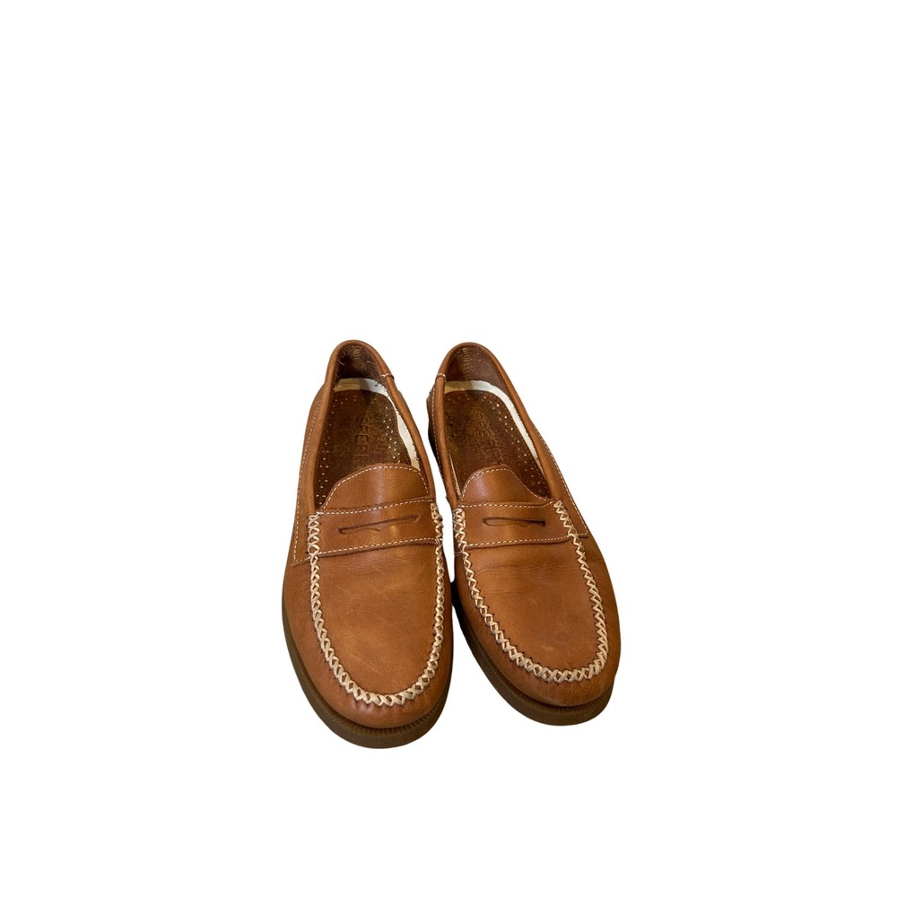 Sperry Mens Tan Leather Penny Loafers Whipstitch Moc‎ Toe STS14032 Size 8.5 M